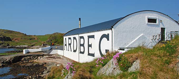 Ardbeg Distillery on Islay, and island with eight working Malt Whisky Distilleries