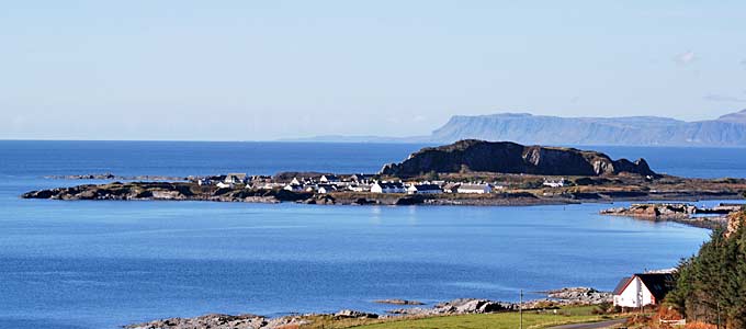 Easdale seen from the Isle of Seil in the Slate Islands group in the Inner Hebrides