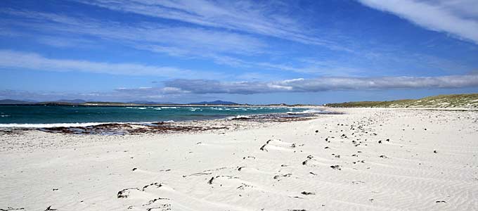 The stunning white beaches and blue seas in North Uist