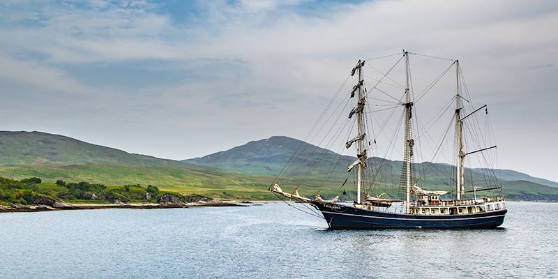 Tall Ship Thalassa anchored off the Islay Coast