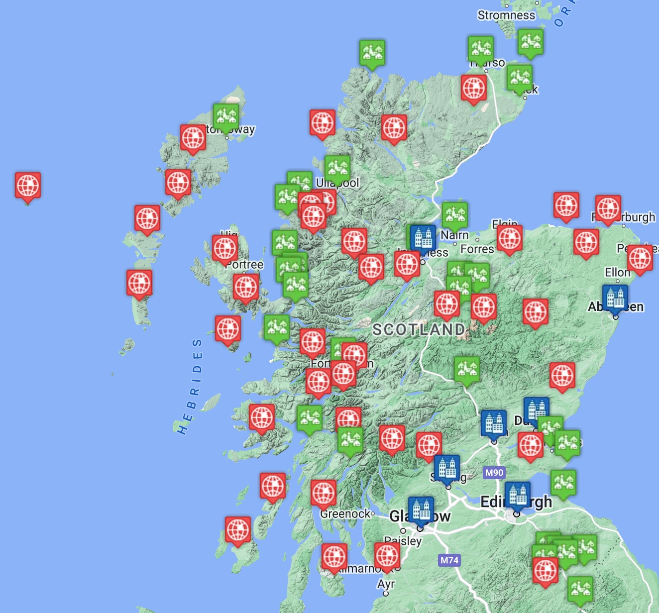 Cities Towns and Areas Map - Scotland Info Guide